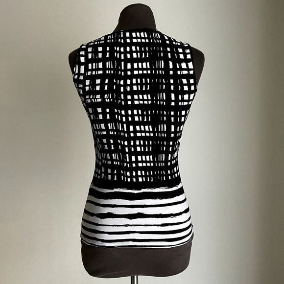 Calvin Klein Black and White Checkered Blouse - Picture 4 of 8